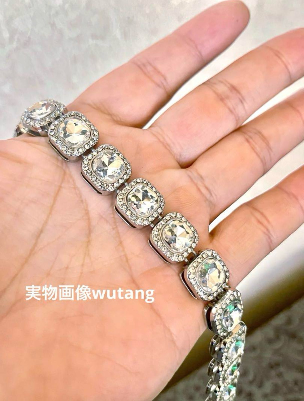 クラスターダイヤモンド シルバー テニスチェーン ネックレス