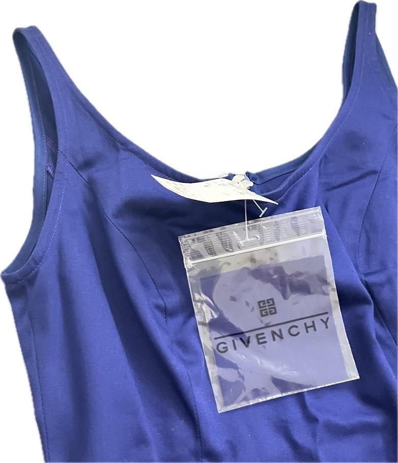 美品 ジバンシー フロントジップ ワンピース ロゴボタン ノースリーブ 38 GIVENCHY - ジバンシー ワンピース フレンチスリーブ リネン混
