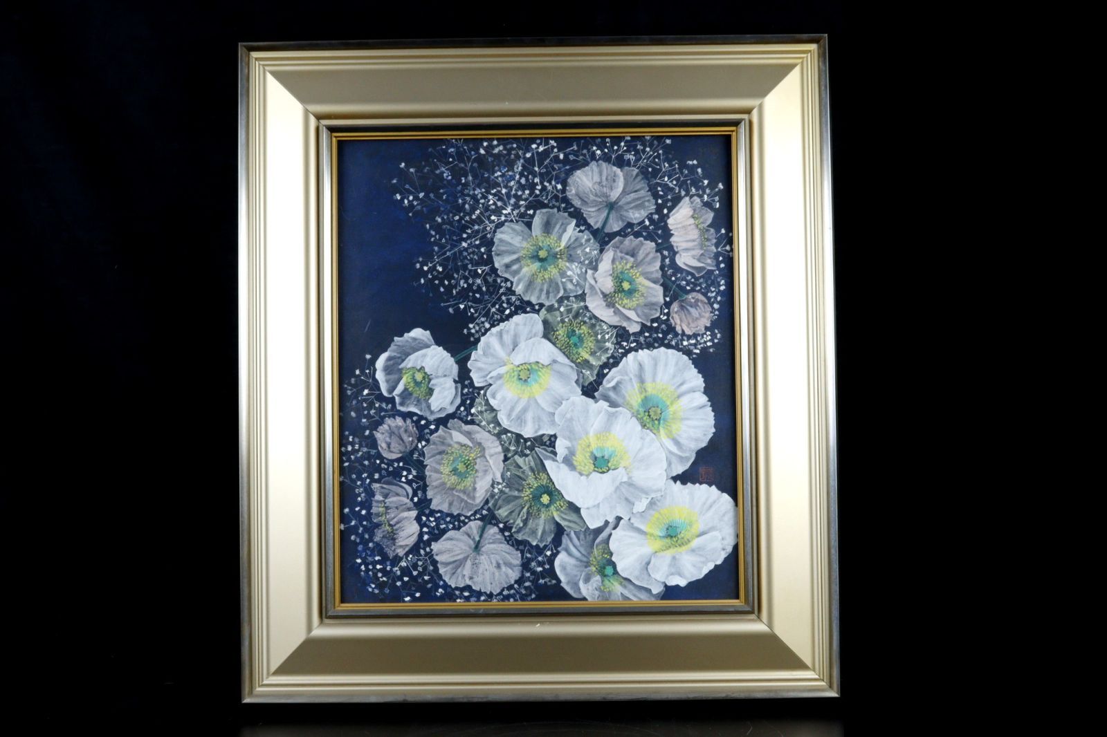 悠堂筆　蓮華双幅　絹本彩色画　肉筆　　共箱【悠堂自題箱】　タトウ箱　模写　稀有 悠堂筆 蓮華双幅 絹本彩色画 肉筆 共箱【悠堂自題箱】 タトウ箱 模写