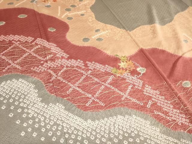 平和屋着物○訪問着 駒刺繍 貝桶枝梅花文 暈し染め