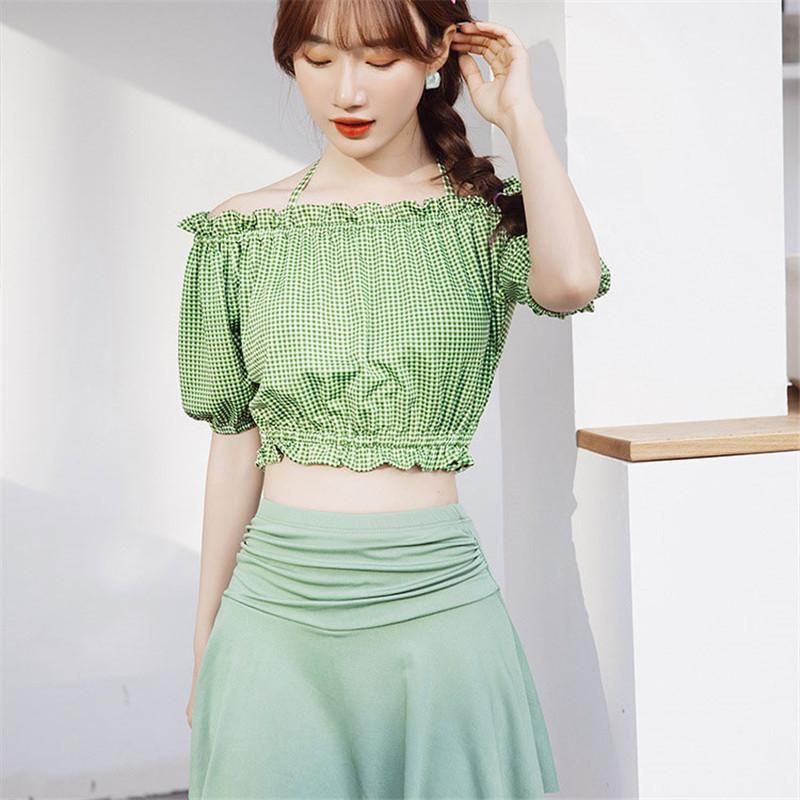 チェック柄 水着とスカート セット