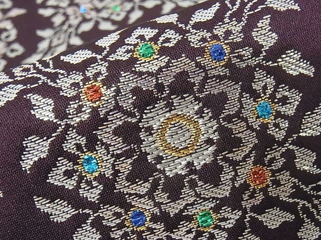 平和屋本店□極上 龍村晋謹製 六通柄袋帯 天平螺鈿八綾文錦 正絹 逸品