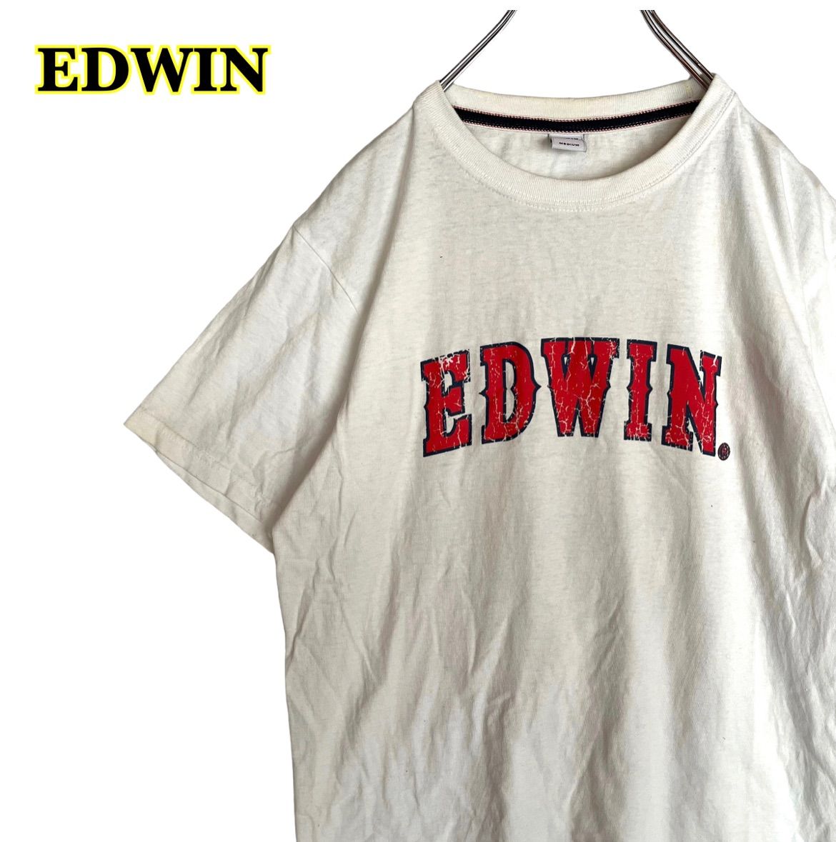 EDWIN』 エドウィン (M) グレー 長袖Tシャツボーダー ロゴ入り - トップス