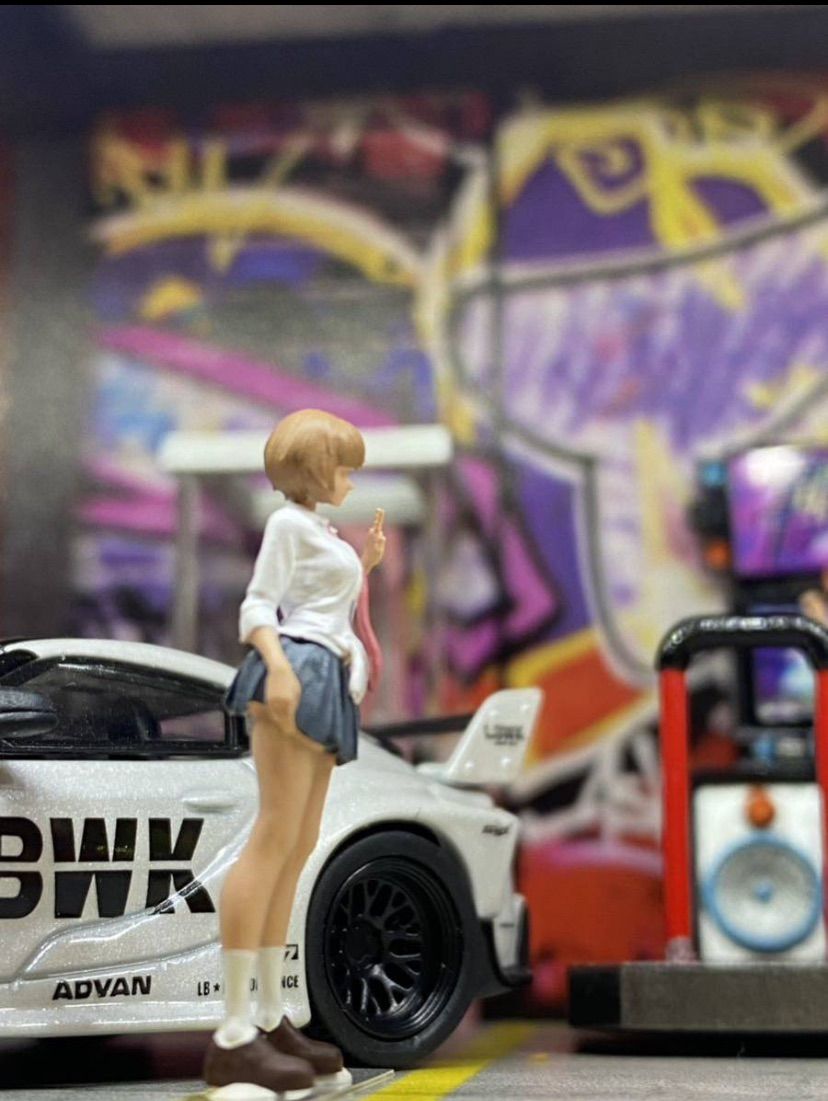 1/64 ジオラマ 女子高生風 ミニスカートフィギュア 塗装 トミカ