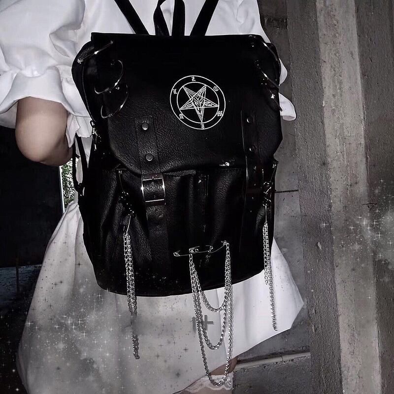 サブカル 服 地雷系 通販 バックパック クロス十字 チェーン スカル