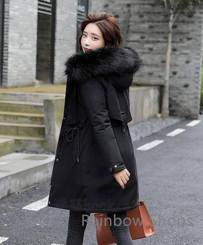 【新品未使用】裏ボア　ふわふわ　もこもこ 防寒 ★ 中綿コート★ダウン　コート　レディース 綿入れ　中綿 コート　中綿モッズコート　フード付き ファー付き 　大きいサイズ　ミディアム丈　温かい　軽量