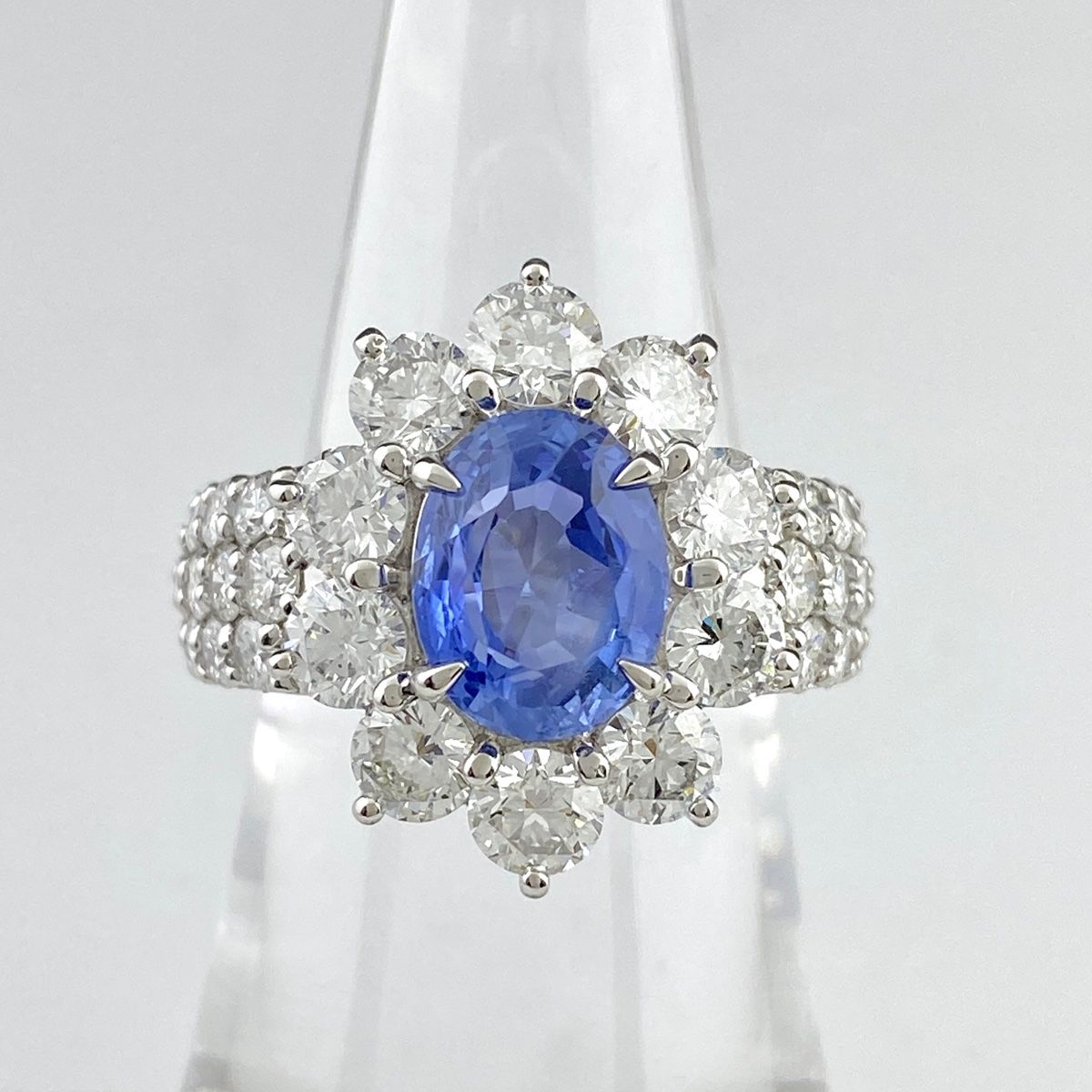 K18/PT900サファイアダイヤモンドリング約10.5号