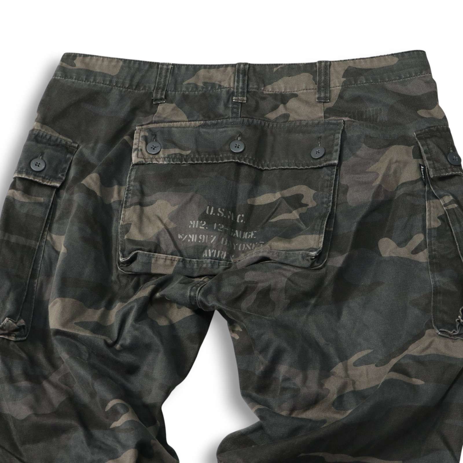 アヴィレックス クロップド カーゴパンツ メンズ2XL 黒 大きいサイズ ミリタリー 257 AVIREX アビレックス★クロップドパンツ⁄ファティーグカーゴ★スリークォーターワークパンツ★メンズXL⁄w93cm