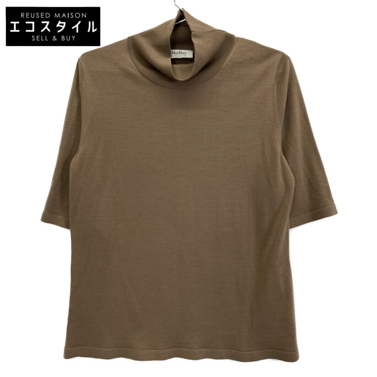 S MaxMara エスマックスマーラ 2429366051 ヴァージンウール タートルネック ハーフスリーブニットソー L