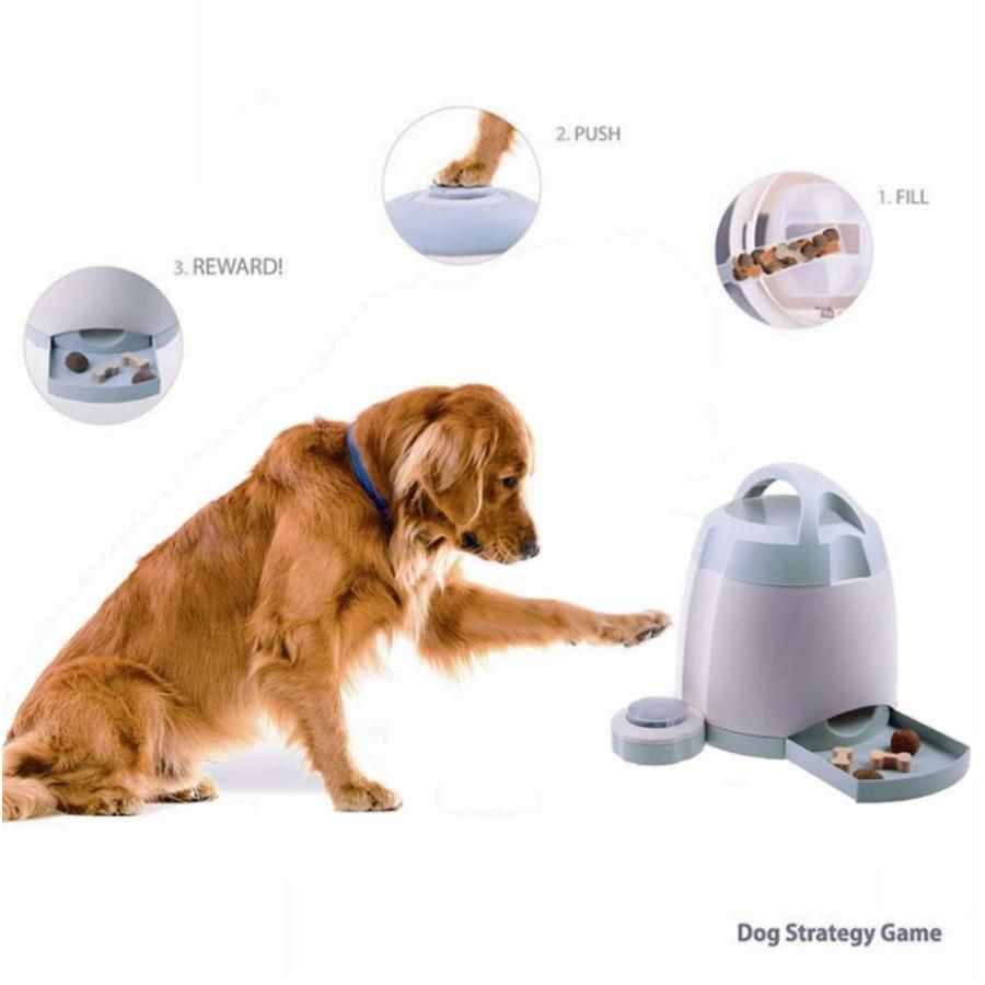 ペット自動餌犬のボタンを押して型が自動的に給餌装置インテリジェントトレジャーハンターを押す