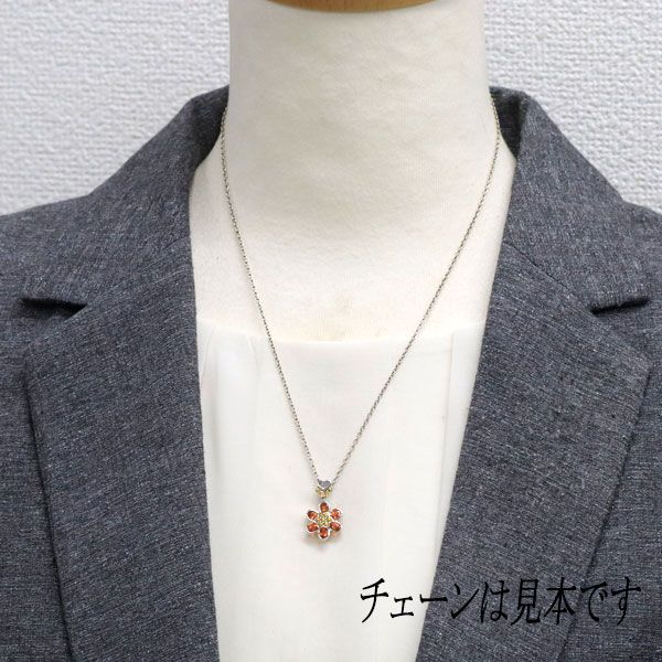 K18WG 天然オレンジサファイア＆天然ダイヤモンドペンダントトップ K18 オレンジサファイア＆ダイヤモンドのネックレス ~Ello Lilas