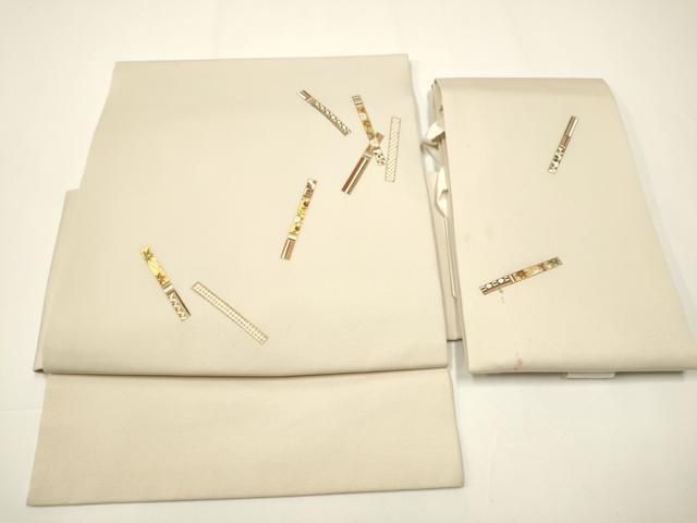 平和屋着物●つけ帯 短冊花文 金彩 正絹 CAAX7295hy