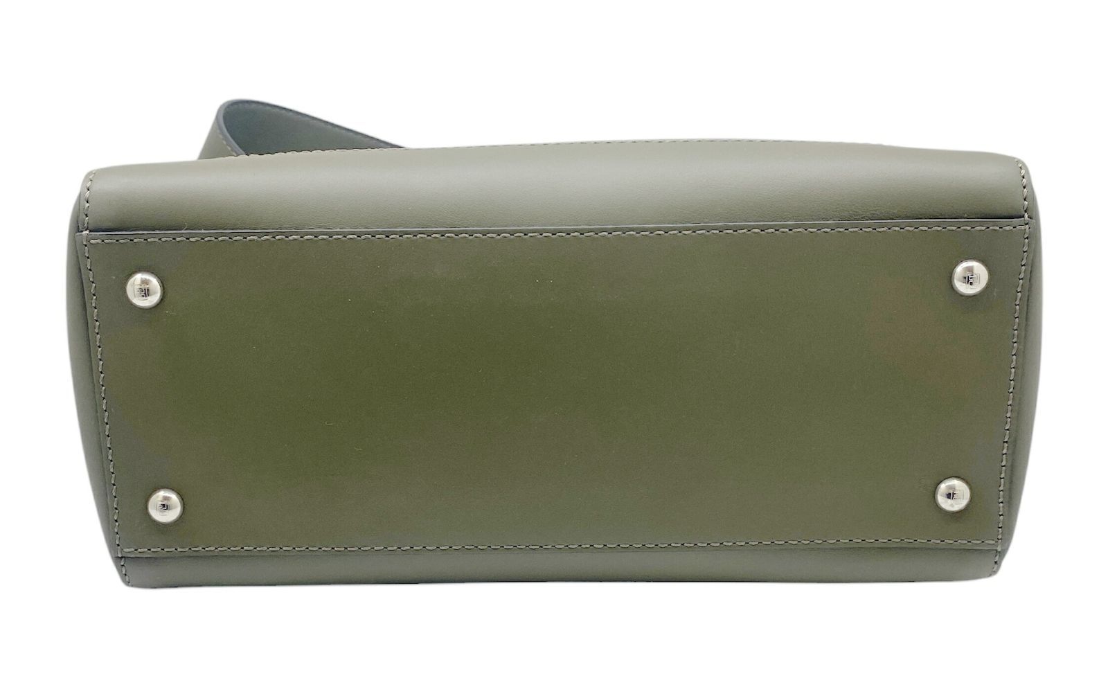 FEND フェンディ DOT COM ドットコム ハンドバッグ レザー カーキ  