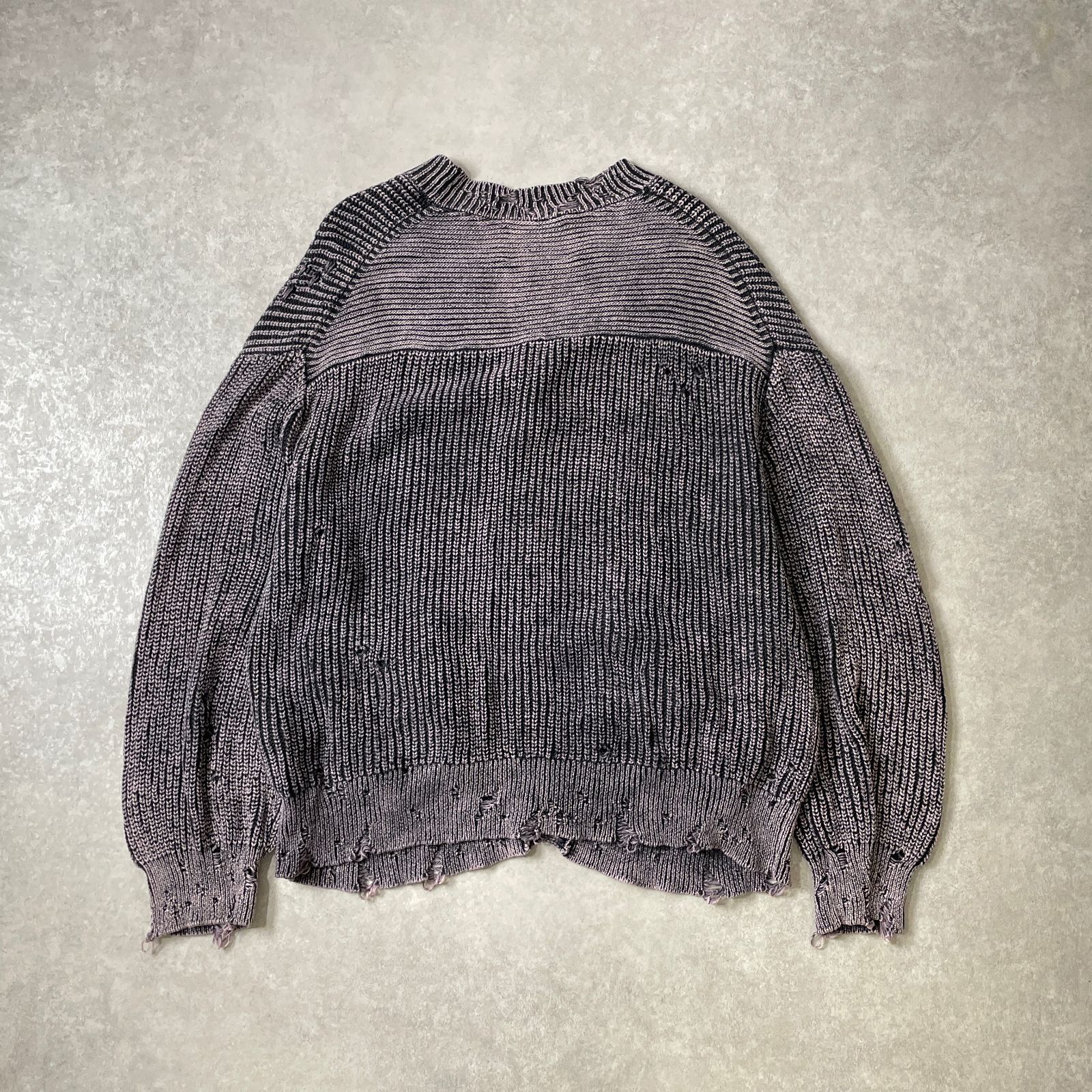 定価2.2万 MAISON SPECIAL Snow Wash Damaged Prime-Over V-Neck Knit 