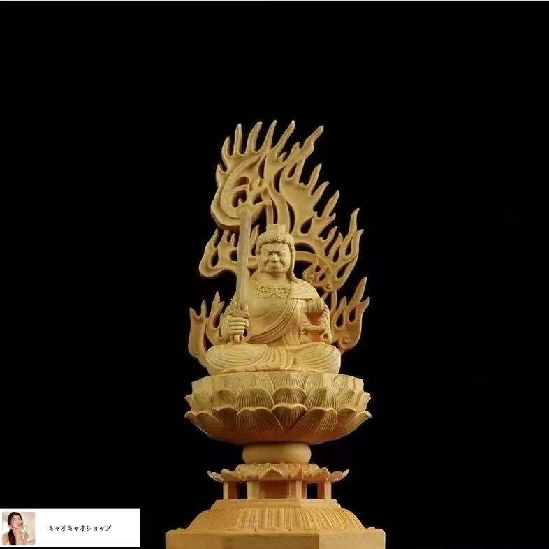 桧木精密彫刻版 不動明王像｜天然檜材使用・高さ28cm 仏像専門店 仏像屋 / 天然ヒノキ 檜 木彫り彫刻不動明王像