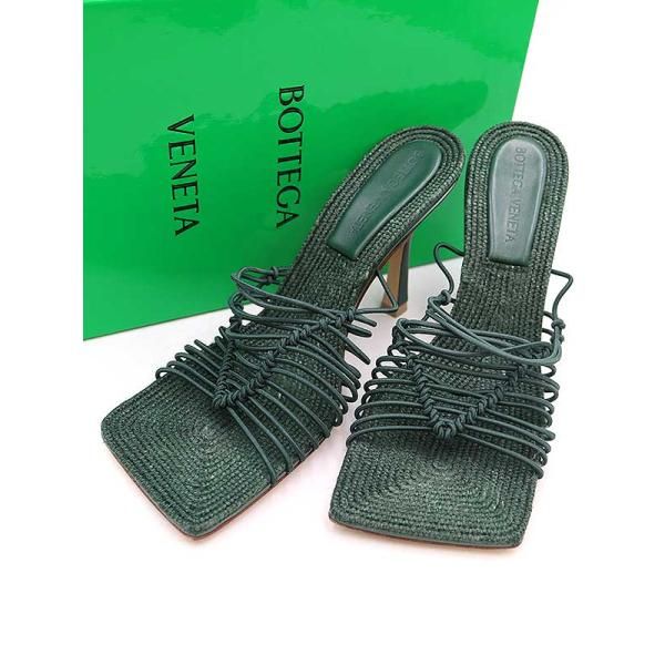 BOTTEGA VENETA ラフィア ミュール ボッテガ ヴェネタ ラフィア 編込み ミュール ヒール サンダル