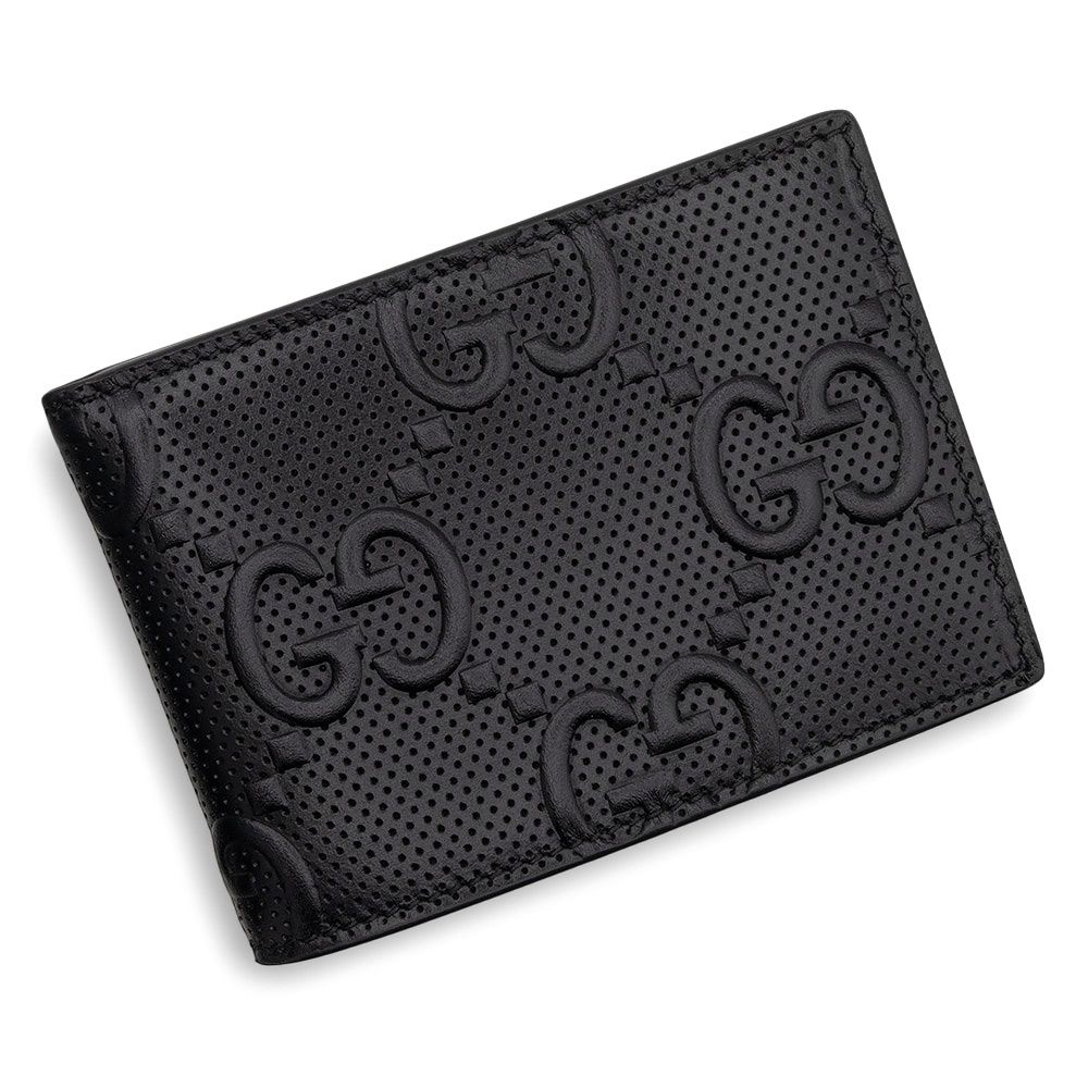 グッチ 二つ折り財布 札入れ GGエンボスレザー ブラック 625559 箱付 