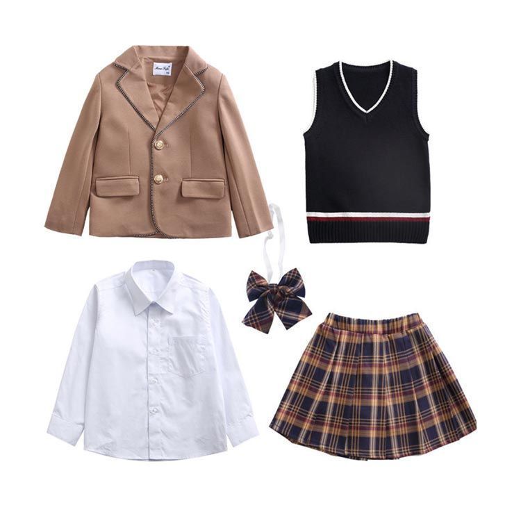 卒業式スーツ女の子男の子子供服フォーマルスーツパンツスーツフォーマルスカート卒園式イギリス風キッスカートスーツ5点セット