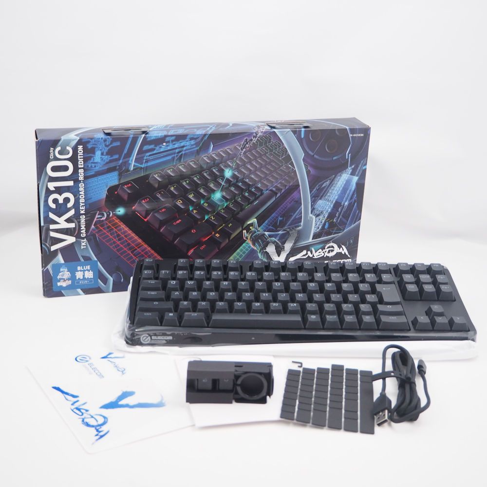 未使用 ELECOM エレコム VK310C TKL GAMING KEYBOARD RGB EDITION 有線 ゲーミングキーボード 青軸 クリッキー FPS PC周辺機器 HY1149 