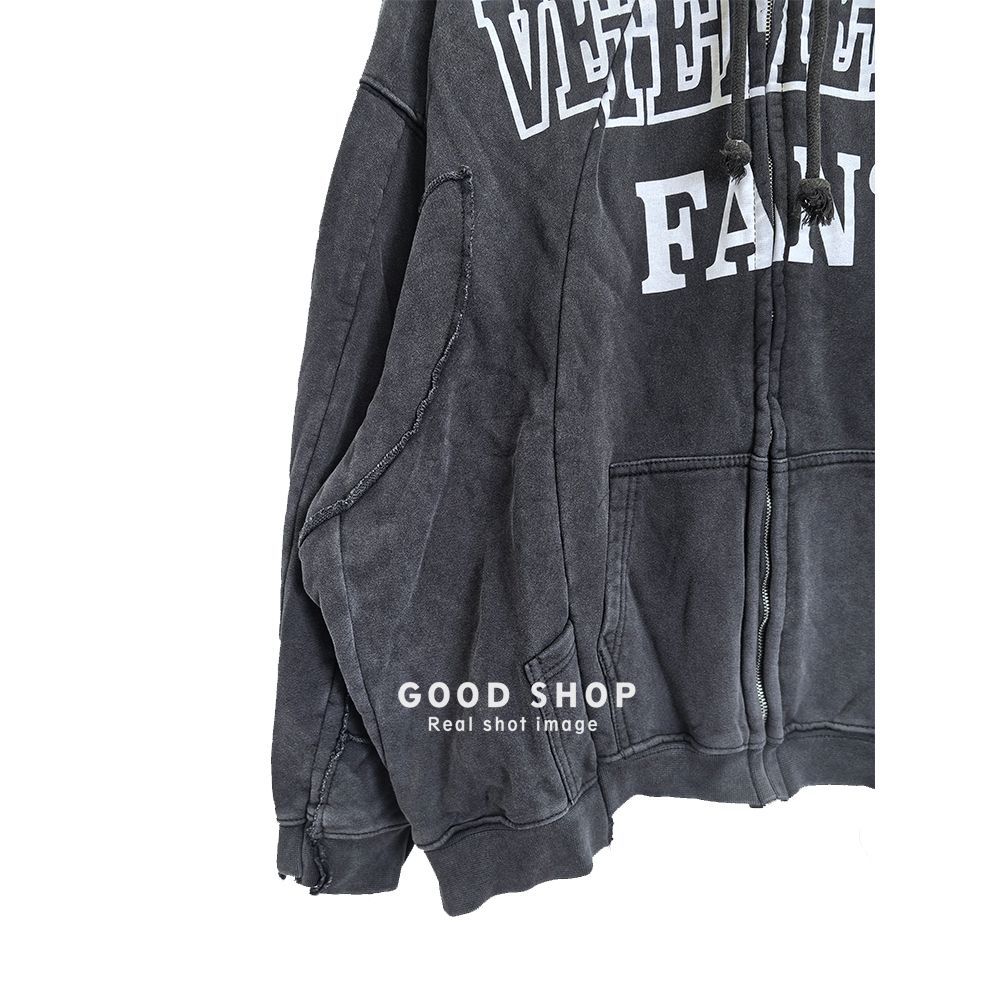 VETEMENTS ロゴプリントジップパーカー FAN DECONSTRUCTED ZIPUP  