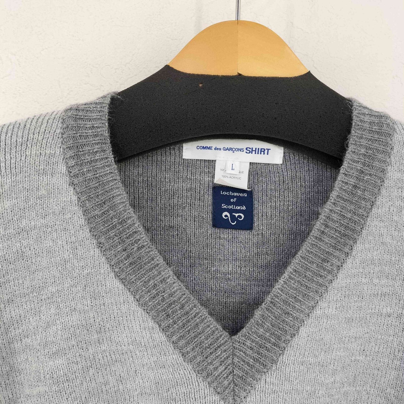 コムデギャルソン　シャツ ストライプ　ウール　ニット　セーター　モノトーン コムデギャルソン シャツ ストライプ ウール ニット セーター