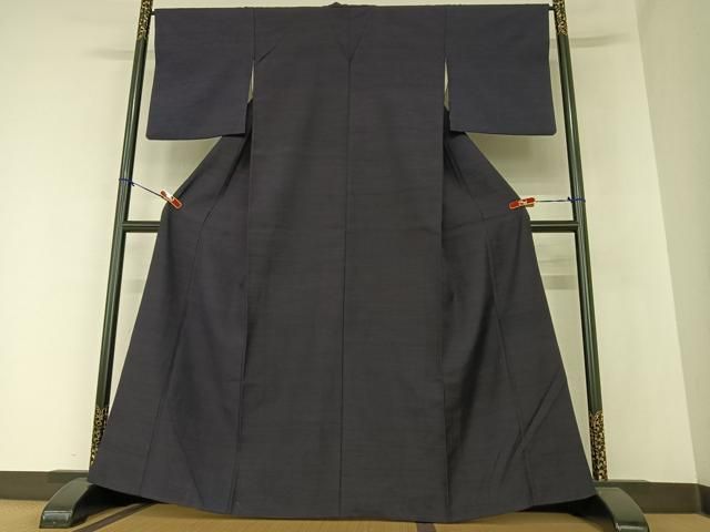 平和屋着物▽上質な紬 単衣 色無地 紅藤色 正絹 逸品