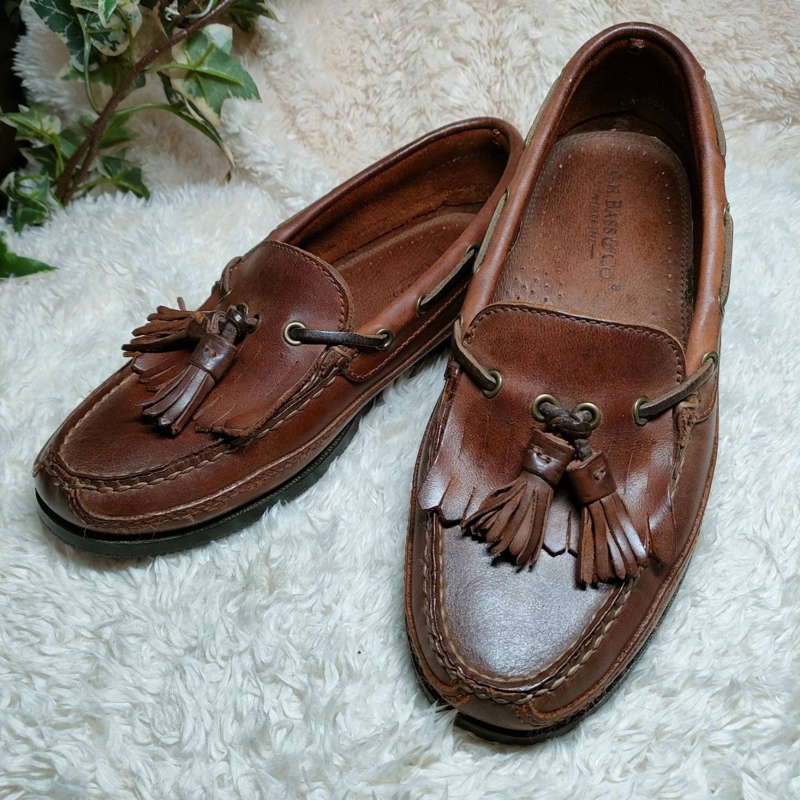 G.H.BASS&Co. ジーエイチバス キルトタッセルローファー 本革 ブラウン 