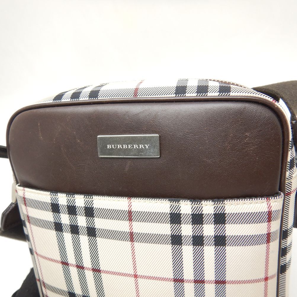 美品⭐️OLD BURBERRY ショルダーバック　レザー　ノバチェック　ブラウン 90'sオールドBurberry(バーバリー)レザーショルダーバッグノバ
