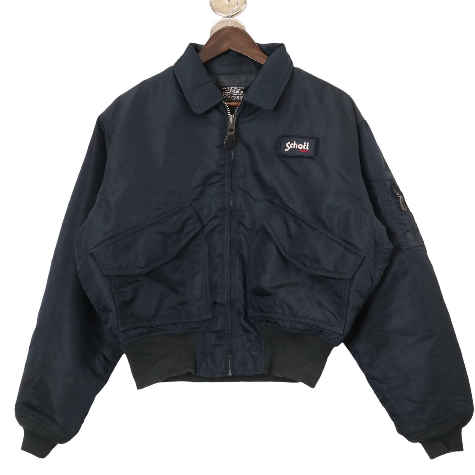 ショット90s Schott CWU-R中綿ミリタリーフライトジャケットネイビー Schott ショット CWU-R ミリタリー フライトジャケット メンズL