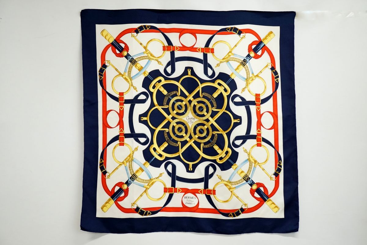 HERMES エルメス】カレ90 Eperon d'or 「黄金の拍車」 シルク100