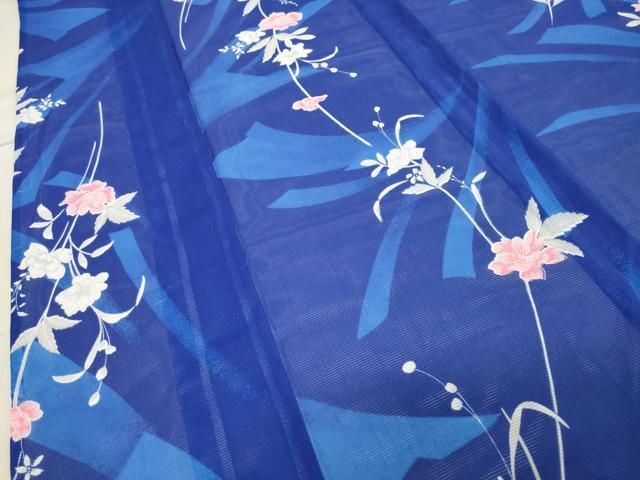 平和屋着物▽小紋 単衣 更紗花文 洗える着物 AAAW1734fy