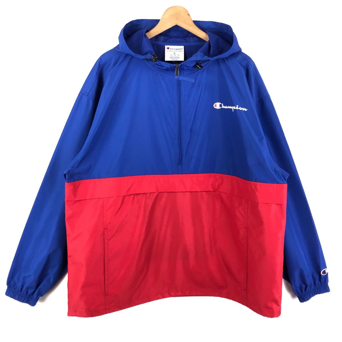 【古着】 Champion チャンピオン ナイロンジャケット ハーフジップ アノラック ブルー系 メンズXL 【中古】 n049032