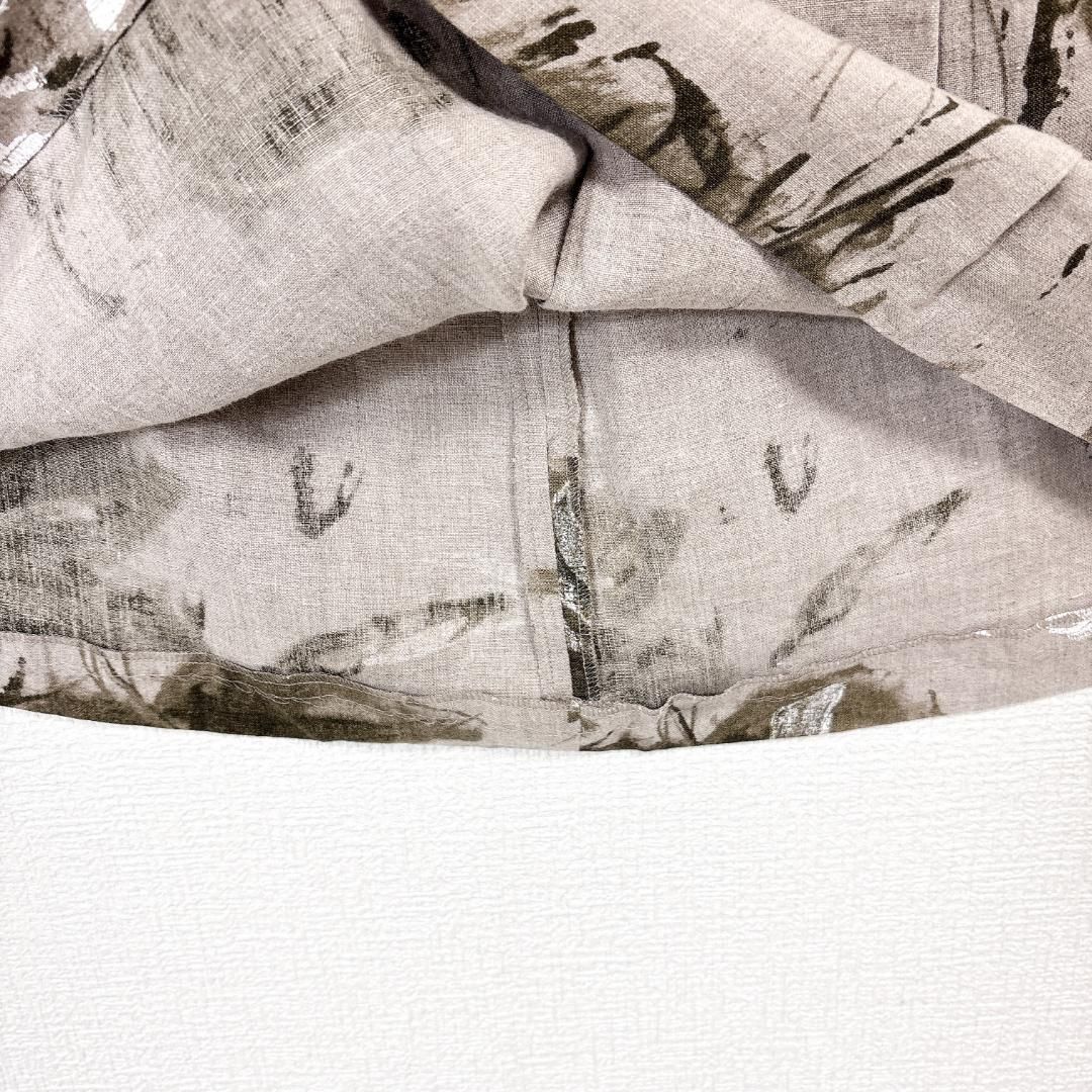 Max Mara 膝丈スカート 42 グレーブラウン ボタニカル柄 WWW_MORNINGWALKER_COM