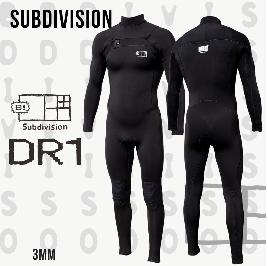♪ SUBDIVISION ウェットスーツ フルスーツ4MM 起毛 L 182|73 ショートチェストジップ