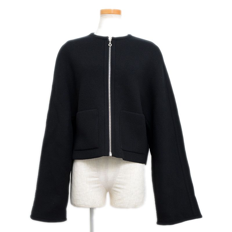 エルメス ノー ジャケット ウール混 ブラック レディース 34