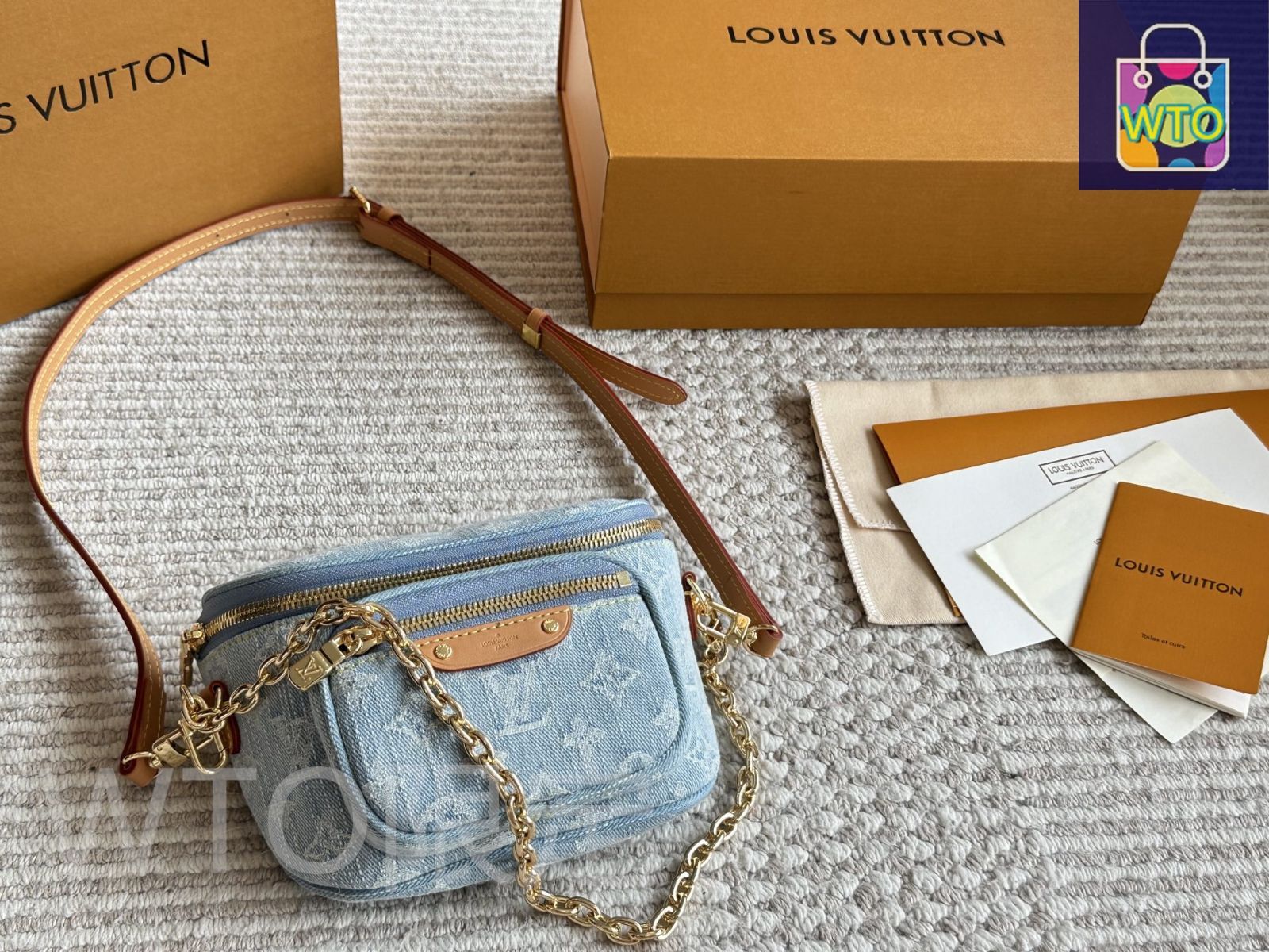 YUYUYUサマ　専用出品 今日特価】LV サマーリミテッド ライトデニム ミニワイドバッグ