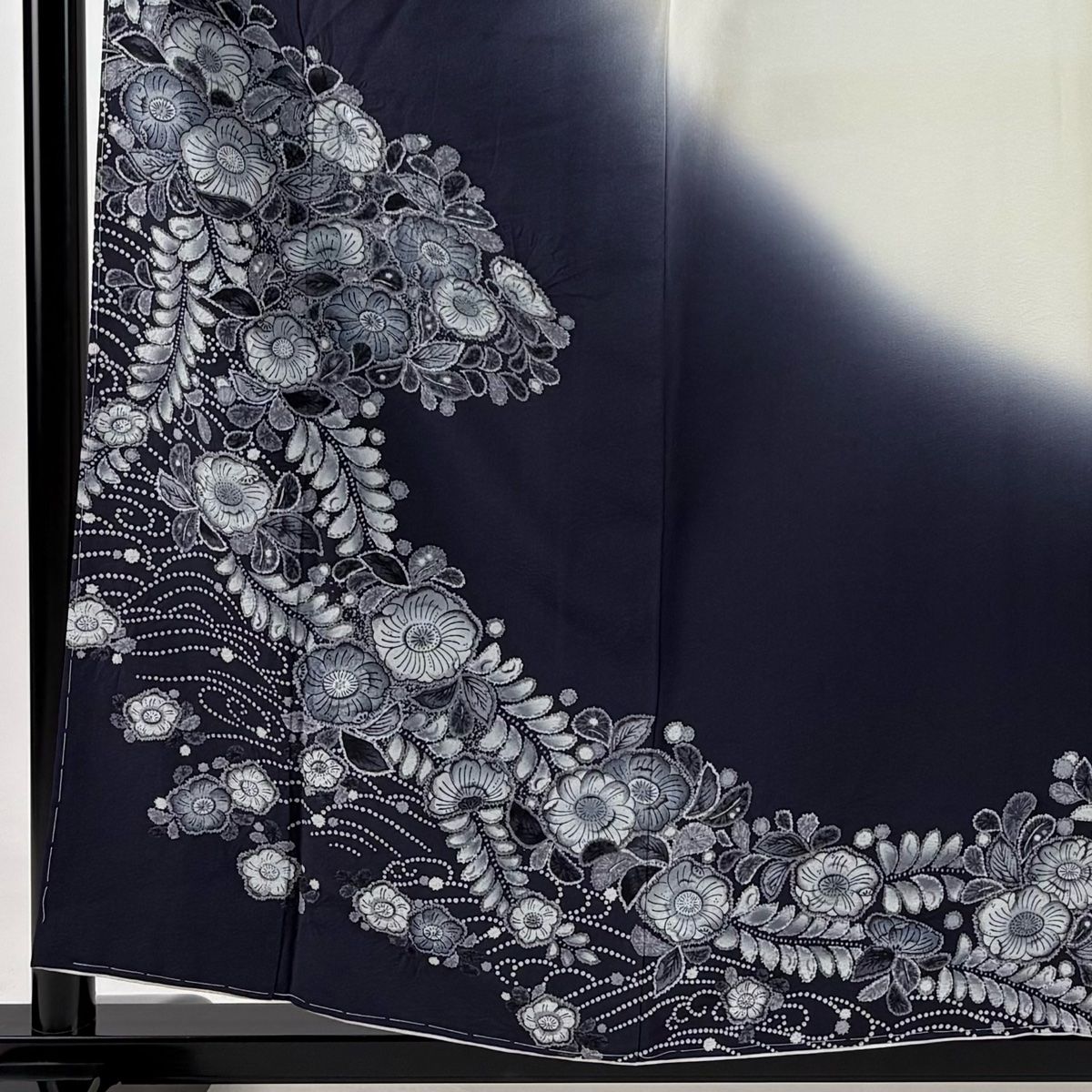 訪問着 身丈157.5cm 裄丈62cm S 袷 辻が花柄 染め分け 濃紫 正絹 秀品