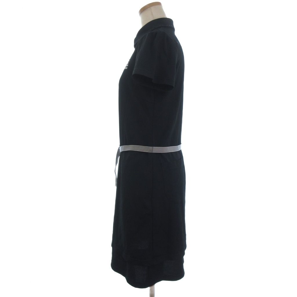 ランバン スポール LANVIN SPORT シャツ ワンピース ミニ 半袖 VLB7962X5A ストーン装飾 ロゴ 刺繍 38 黒 ブラック