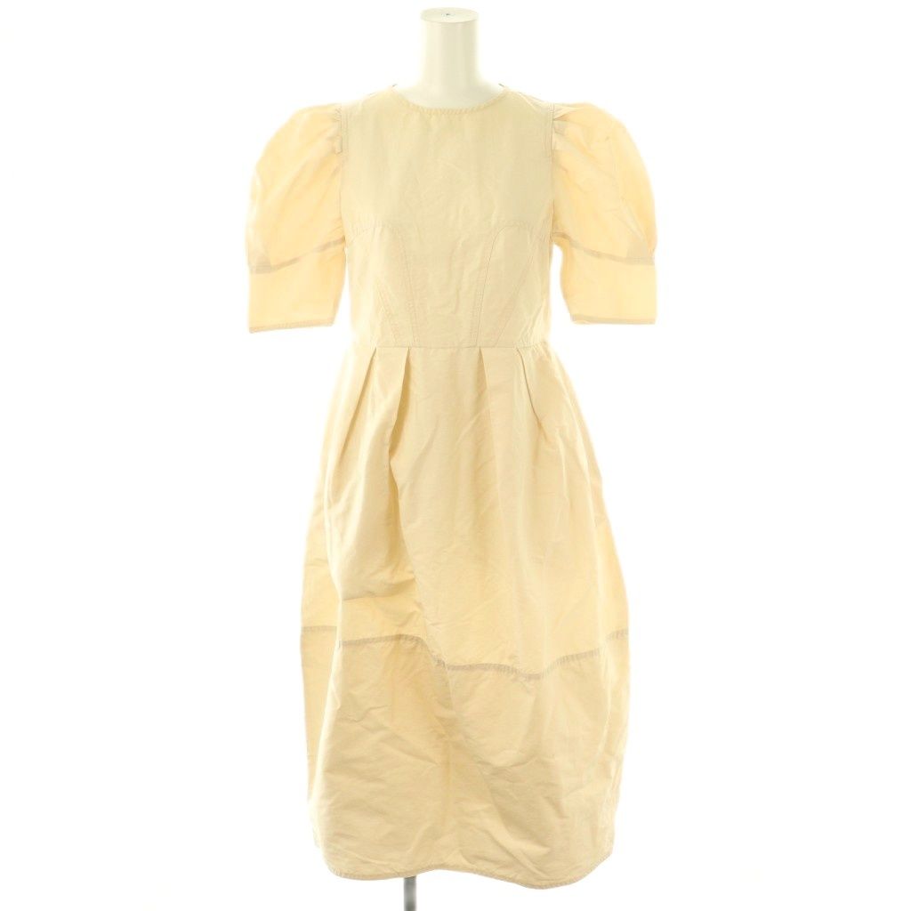 LANVIN en Bleu アイボリー ワンピース 38 カットレイヤードコンビ