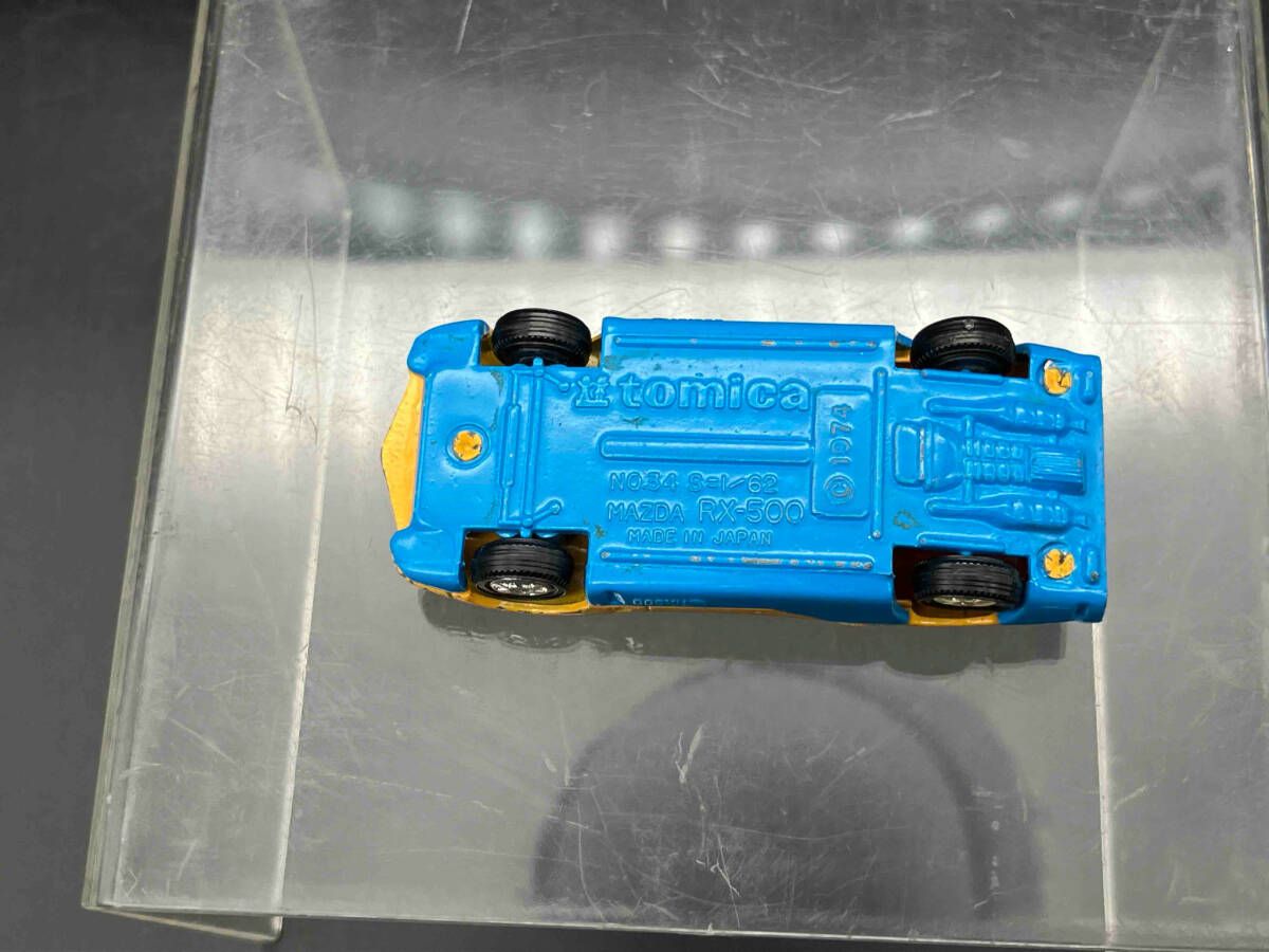 トミカ No.34 マツダ RX500 やまぶき色×水色 赤シｰト 1Fホイｰル 裏板:1974