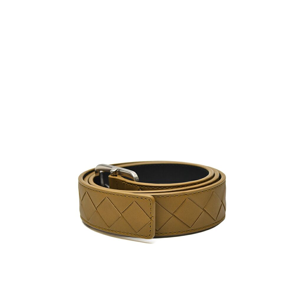 【美品】ボッテガヴェネタ イントレチャート レザー ベルト スクエアバックル BOTTEGA VENETA ボッテガヴェネタ / ベルト メタルバックル