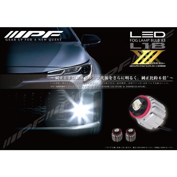 LED フォグランプ 車用 L1B 5000lm 6500K ホワイト 12V用 5L1FLM 2本入 ドライバーユニット一体型 IPF 5L1FLM E1E1