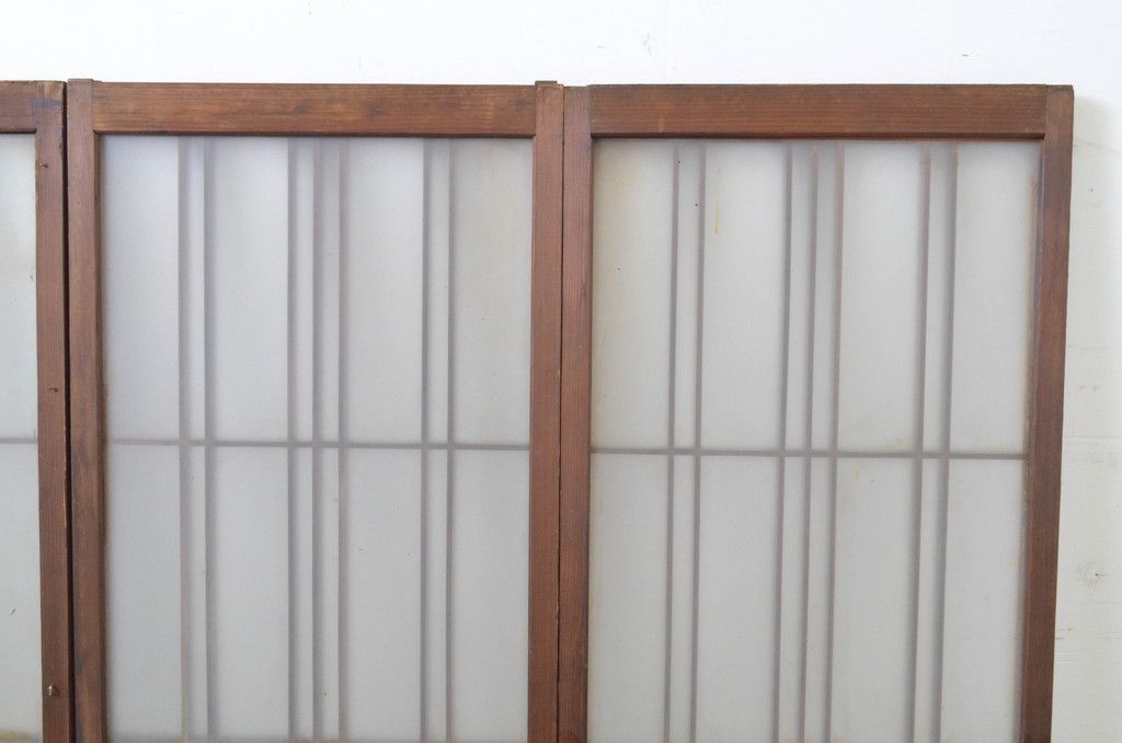  現状販売 ガラス窓 セット アンティーク建具 レトロ ガラス戸 引き戸 4～7営業日前後で発送 修理加工希望の方3ヶ月程で発送 R-064329 サッシ 窓 住宅設備