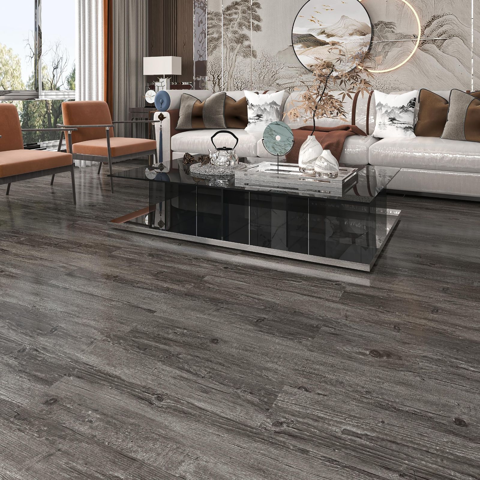 約3畳分 シール式 36枚セット 貼るだけ 向け フロアシート 木目調 模様替え フローリング シート フロアタイル 剥がせる 玄関 トイレ EMBOWLIFE 床補修 接着剤不要 型番号91