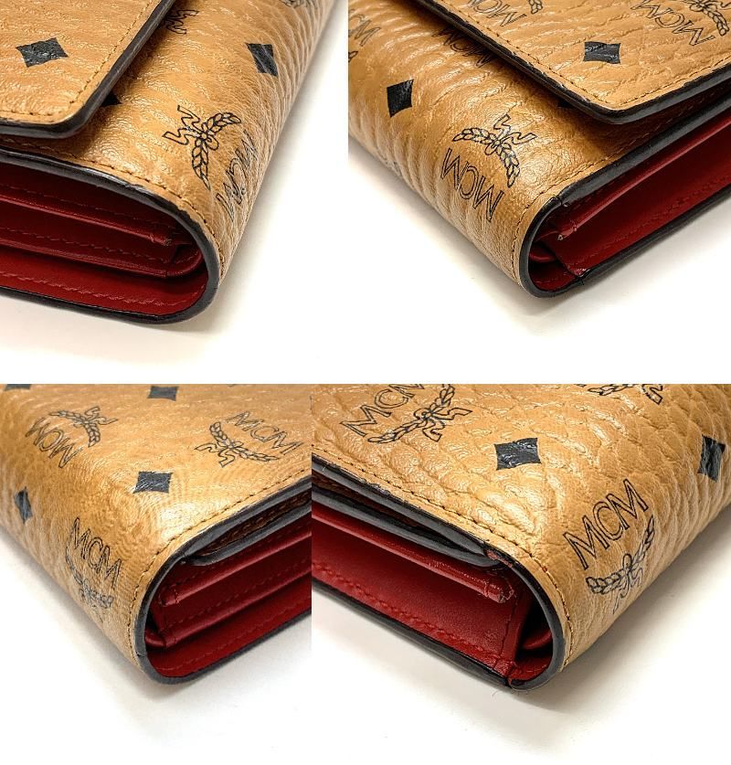 美品❣️ MCM エムシーエム ヴィセトス柄 モノグラム レザー 三つ折り 長財布 値下げ❗️MCM エムシーエム 三つ折り財布 ヴィセトス柄