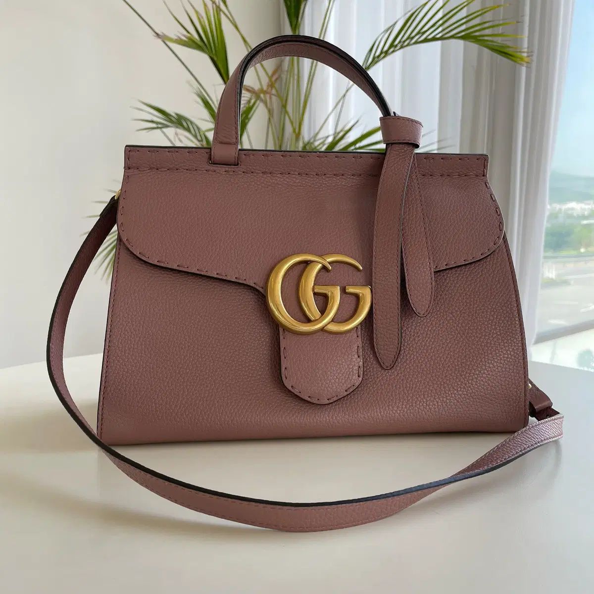 GUCCI グッチ マーモント トップハンドル ショルダーバッグ ピンク