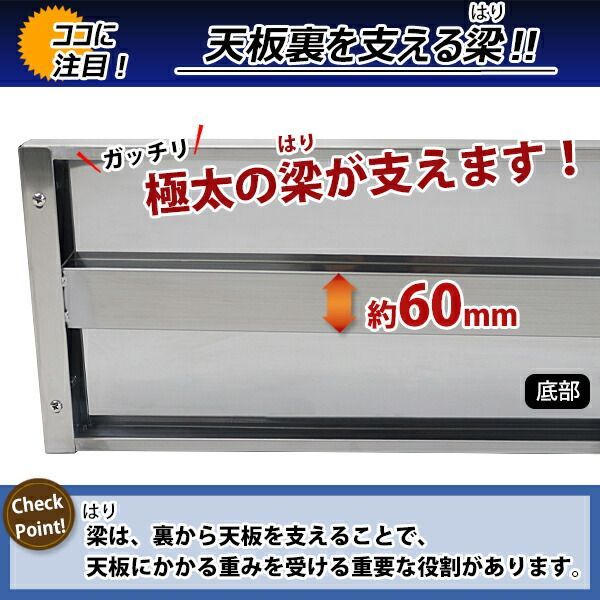 ステンレス製 棚 シェルフ キッチン平棚 幅約900mmx奥行約
