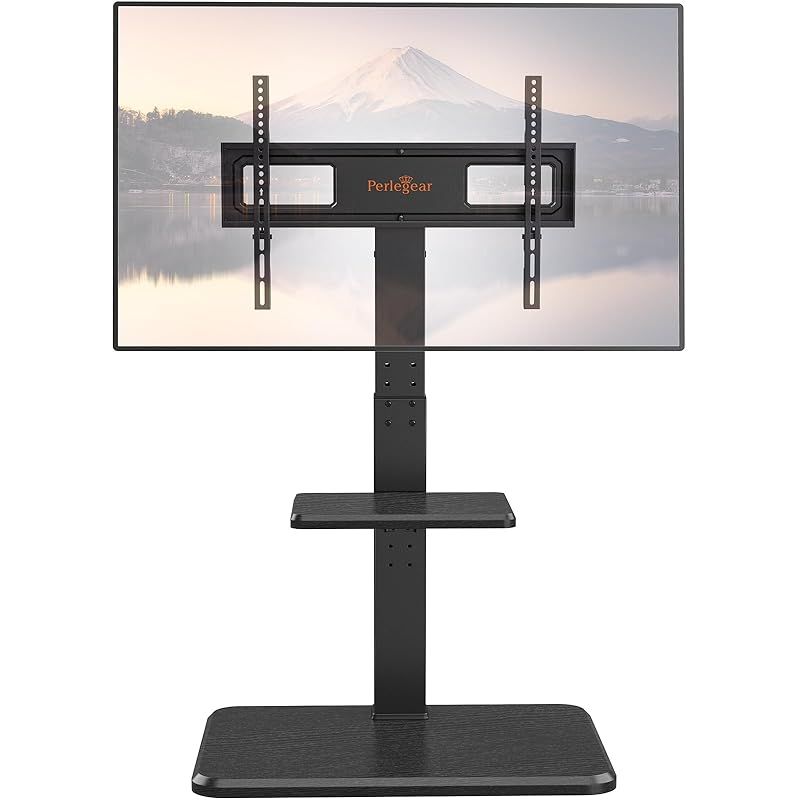 Perlegear テレビスタンド 木製台座 壁寄せ ハイタイプ tvスタンド tv stand テレビ台 壁掛け 32 70インチ対応 耐荷重50kg 18段目高さ調節 左右±30度首振り 上8度首振り VESA600x400mm 1