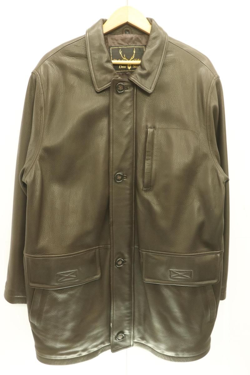 鹿皮ジャケット メンズ ブラウン 本革 DEARスキン 鹿革 レザー