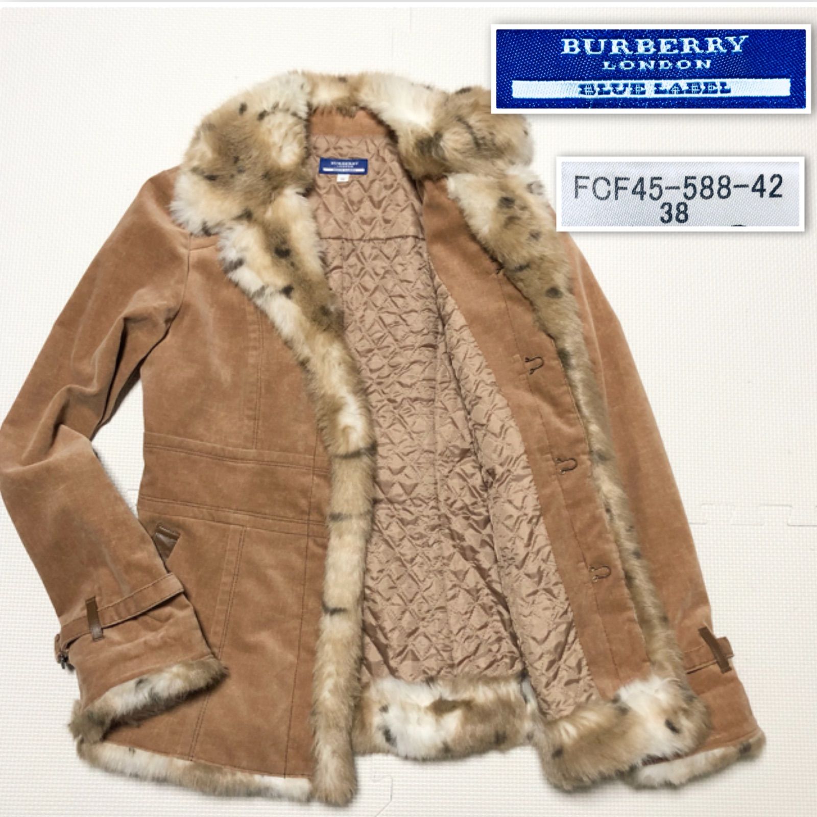 Burberry Londonコートフェイクファー38
